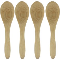 켐카투이 작은 나무 숟가락 4개 향신료 병 커피 차 및 조미료용 3.4인치 천연 미니 교반기