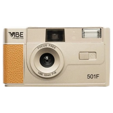 VIBE 501F 復古底片相機 膠卷相機 135軟片 內建閃光燈 現貨贈電池, 流沙金-Sandy gold (贈電池),Kodak Gold200度 36張/卷