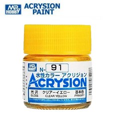 MR. HOBBY Acrysion 水性漆 N-91 光澤透明黃色, 1個