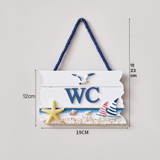 장식 표지판 걸이형 화장실 네임택 부착형 이름 수목, WC 스타피시