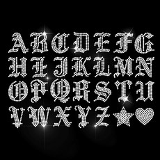 1개 유리 핫픽스 라인스톤 다리미 부착형 아플리케 의상 액세서리 (옷 가방 바지용 글자 장식) 297x210mm, 혼합색