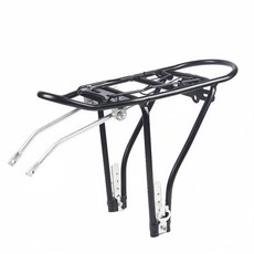 升級款單車後貨架 14-20吋通用 鋁合金行李架 V剎/碟剎兩用 附彈簧夾, 1個, 黑色/銀色