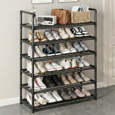 일상플랜 다용도 신발장 정리대, 블랙 가로 80cm 6단, 1개