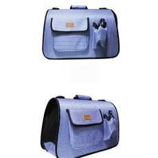 마스온 반려동물 줄무늬 이동가방 블루 L 외출용
