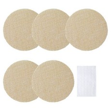 PH PandaHall 5피스 리넨 쉐이딩 시트 8.9cm(3.54인치) 플랫 라운드 쉐이드 커버 램프 라이트 디퓨저 50개의 스티커 포함 거실 침실 놀이방 스튜디오, 모카신