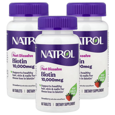 나트롤 비오틴 10000mcg 스트로베리 타블렛, 60정, 3개
