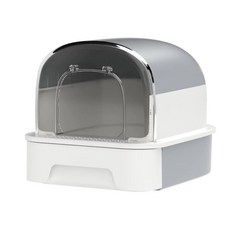 『㊆㊆犬貓館』UrbanPaw 喵喜堡全封閉特大防濺砂隔臭抽屜式猫砂盆 自由進出貓砂盆, 灰白色, 1個
