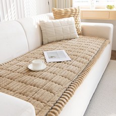 毛絨沙髮墊厚實防滑耐臟坐墊皮沙髮蓋布飄窗墊抱枕源, 黑色（耐髒）,60CM*210CM*