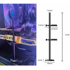 알루미늄 GPU 지지대 - 수평계 포함 - 듀얼 브래킷 자석형 수직 받침대 실버, 1개