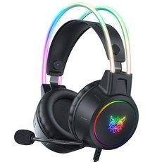 ONIKUMA RGB 유선 게이밍 헤드셋 가상 7.1 usb 노이즈캔슬링 마이크 X15 PRO, 블랙
