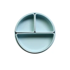 Pükü 寶寶矽膠分隔吸盤餐盤，安全無毒，分隔設計，底部吸盤不易打翻, 藍色, 1個