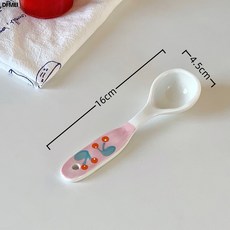 DFMEI 櫻桃釉下彩餐具套裝家用陶瓷碗ins風高顏值盤子碗全套高級感湯碗, 1個, 情有獨鍾—長柄勺, 參考詳情
