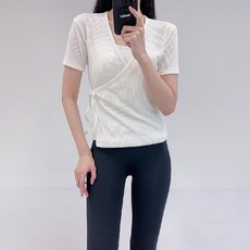 로라벨 바테 랩가디건 필라테스복 여성 요가복 커버업 운동복 반팔 애슬레저