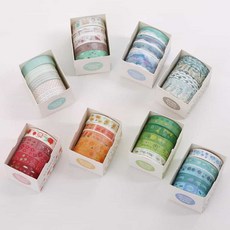 BrtWM 다꾸테이프 인테리어소품 DIY소품 포장부자재 마스킹테이프 5p, 에버그린패턴