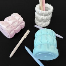 오브제 연필꽂이 화장대 브러쉬 정리 데스크 테리어 실크 패브릭 디자인 펜꽂이, 1개, 하늘색