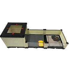 爬蟲飼養箱套組，寬敞空間透明壓克力，防逃脫網蓋，模組化設計，多種配件, 棕方格 灰墊 D組合 蓋子款, 1套