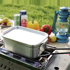 아베라 포스코 304 스텐 캠핑 반합 2.4L 사각 코펠 냄비 뚜껑 세트, 1개, 상세페이지 참조