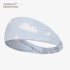 CHARHOLO 產婦髮帶，純棉透氣月子頭巾, 織藍 星朵朵, 1個