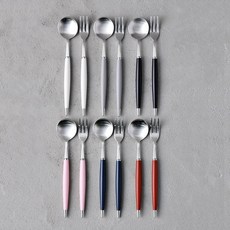 보겐 몽블랑 티스푼 포크 커피스푼 과일포크 케이크 카페 브런치 커트러리, 핑크, 티포크