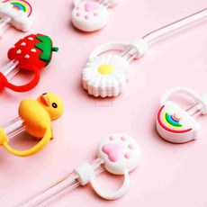 엠비아7 실리콘 빨대뚜껑 캐릭터빨대마개, 4-빨대마개-무지개