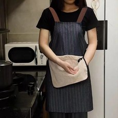 유나니 수건 달린 끈없는 여자 주방앞치마 방수 가정용 업소용, 1개, 레드브라운