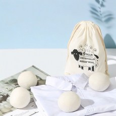 다루다홈 건조기 양모볼 건조 울 드라이어 볼, 6개입+파우치, 1세트