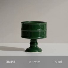 上金 陶瓷蠟燭杯, 1個, 綠色高腳（不含蠟）