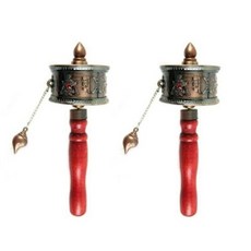 DMtse 불교 기능성 미니 휴대용 기도 바퀴 2개 (두루마 DMtse 2 X Buddhist Functioning Mini Handheld Prayer Wheel with Scr