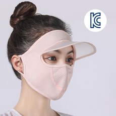 숨쉬기편한 여름 햇빛 UV 차단 쿨링 실크 귀안아픈 모자형 안면 마스크, 블랙