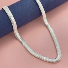 스노우체인Lihong 925 스털링 실버 16/18/20/22/24 인치 6mm 플랫 스네이크 체인 목걸이 여성을위한 남자, 03 40cm