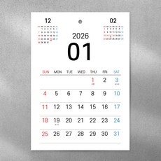 2026년 소형 미니 한장 달력 (26년 벽걸이 월간 캘린더), 미니달력 A4