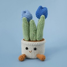 홈앤데일리 뜨개질 튤립 화분 인테리어 소품, 1개, 파란색