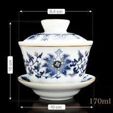鶯歌陶瓷 金佛供水杯 附蓋, 1個, 【大】金藍彩 170ml