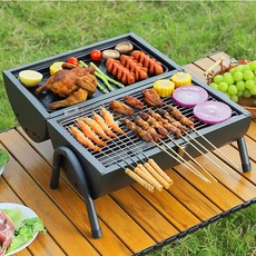 MAKIUA 훈제더블 숯불그릴, 블랙, 1개