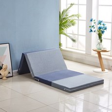 4단 접이식 매트리스 손님용 두꺼운 캠핑 바닥매트, 1cm, 블루 혼합색상 폭80cmx길이200cmx두께10cm