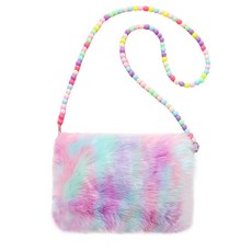 [ 1218337 ] 푹신한 플러시 숄더백 아동용 미니 귀여운 프린세스 크로스바디 지갑 및 핸드백 여아용 파우치 컬러풀-퍼플 미디엄