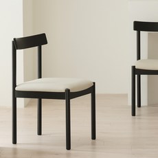 40피트 하먼 블랙 러버 원목 카페 인테리어 등받이 쿠션 식탁 의자, 의자 단품