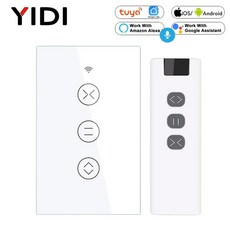 와이파이 RF433 터치 셔터 스위치 롤러 스위치 알렉사 원격 제어 투야 커튼 자동 음성 EU 모터 스마트 블라인드, US White Kit, US White Kit