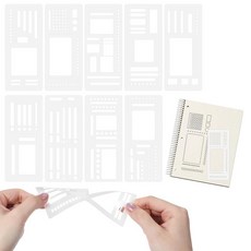 YBEATY 9피스 핸드메이드 유연한 레코드 템플릿 재사용 가능한 다용도 플래너 스텐실 세트 플라스틱 스텐실 제도 도구 저널링 도트 그리드 드로잉 스크랩북 체크리스트 체크리스트, YBEATY 9피스 핸드메이드 유연한 레코드 템플릿 재