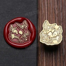 초대장 왁스 스탬프 할로윈 스컬 패턴 1개 탈착식 황동헤드, 99-2.5cm