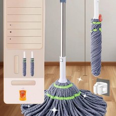 자동 물 짜기 대나무 섬유 회전형 강력 흡수 손세탁 불필요 바닥걸레 젖은 건조 겸용, 7. 독일 정밀 기술 [자동 물 절약 설계]⭐【1초 탈, 1개