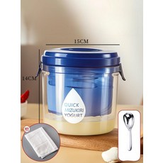 다사그레이 꾹짜요 유청분리기 대용량 레몬, 1개, 블루 1.3L + 스위트 스푼(누름식)