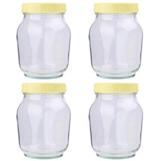 가인글로벌 꿀병1.2 유리병 아이보리캡 식품유리병 다용도유리병, 4개, 850ml
