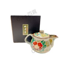 日本製 九谷燒 伊野正峰 吉田屋 青粒/紫陽花/山茶花/芙蓉 急須壺（附濾網）茶壺 泡茶壺 手工壺, 1個, 山茶花