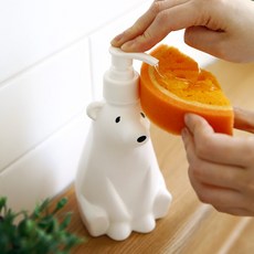 북극곰 주방 세제 욕실 샴푸 디스펜서 리필용기 공병 아기곰 300ml 단품, 1개