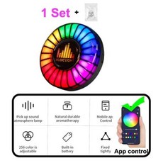 자동차 음악 리듬 램프 방향제 RGB LED 스트립 사운드 제어 음성 리듬 분위기 조명 256 색 옵션 앱 제어, 1)1pcs