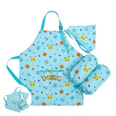 [엠유종합상사] 초등학생미술용앞치마팔토시세트 유아앞치마두건 초등학생앞치마두건세트 포켓몬스터 버디 앞치마 토시 두건 3종세트