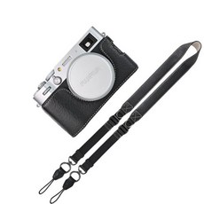 Pu 카메라 X100 하프 케이스 VI Mark 가죽 바디 X100 Fujifilm VI용, 5)black case-strap