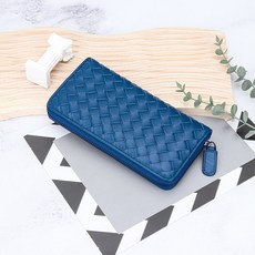 羊皮手工編織長款錢包女士大容量多卡位錢夾經典簡約拉鏈包