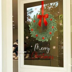 LUKA 크리스마스 유리창 스티커 크리스마스 원형 리스